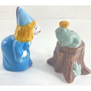 Vintage Princess and the Frog Salt & Pepper Shakers Clay Art
